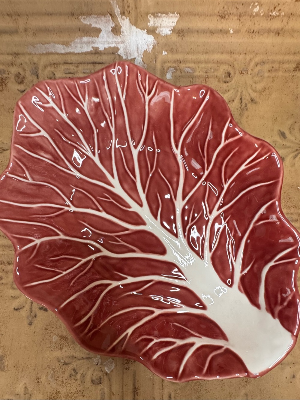 Threshold Red Leaf-Shaped Ceramic Serving Bowl
